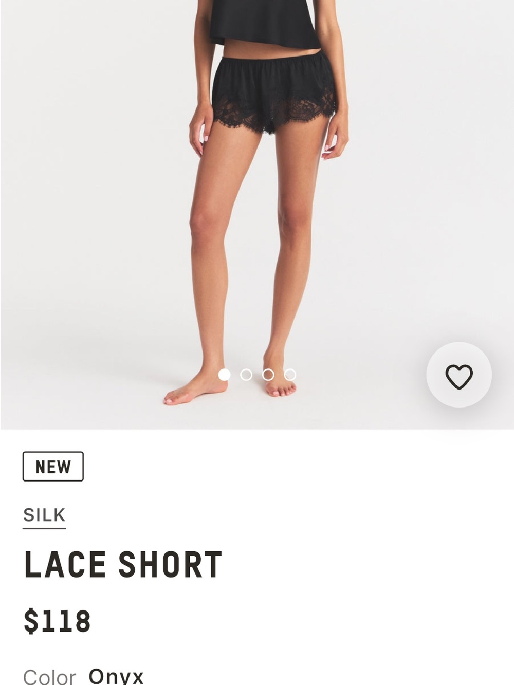 SKIMS Silk Lace Short in Onyx Black